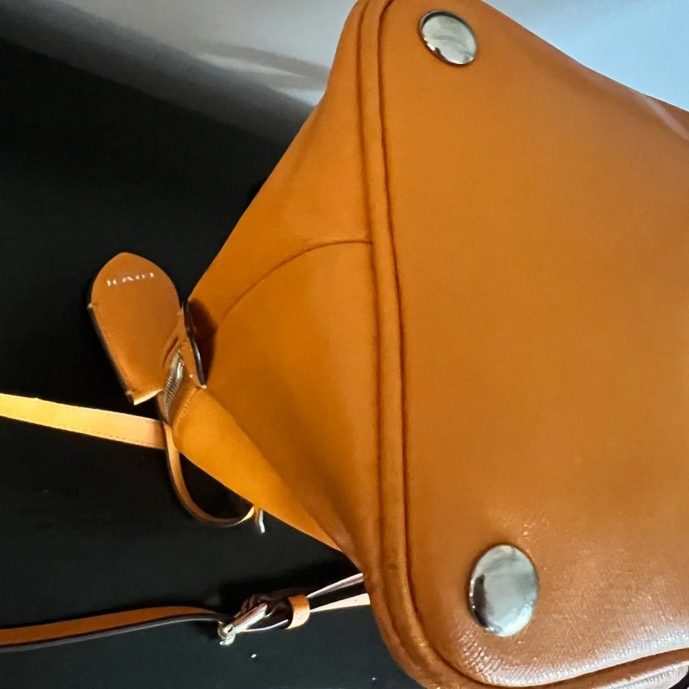 Coach Peyton Pumpkin Spice Orange Leather Domed Satchel